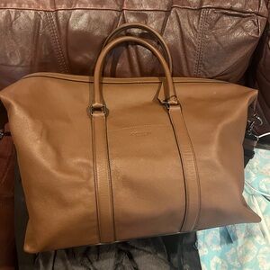 Coach Trek Leather Weekender Duffle Bag Brown Pebble Leather Great Condition